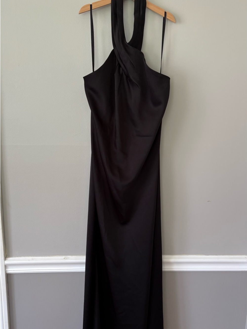 BHLDN Black Halter Twist-Detail Evening Dress